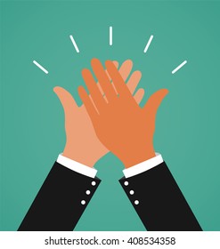 Two Business Hands Giving A High Five For Success Job, Congratulating and Celebration Concept