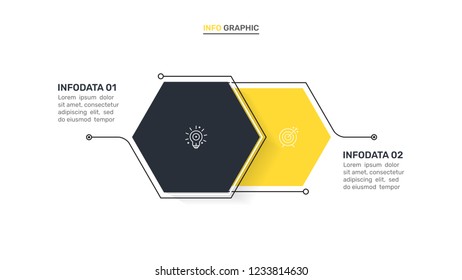 Two business infographic element. Timeline process with 2 option. Vector illustration. Can be used for workflow layout, diagram, plan, creative design template, presentation, web design.
