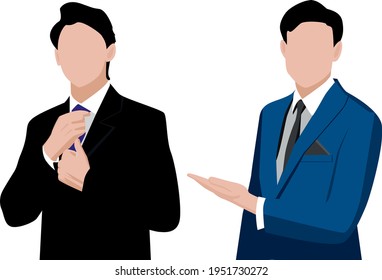 Two Business Man Cartoon Vector With White Background Png