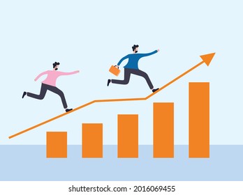 two business man competitive on graph concept
