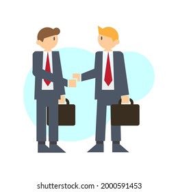 Two business man partner shaking hands and agreement. Business deal flat vector illustration