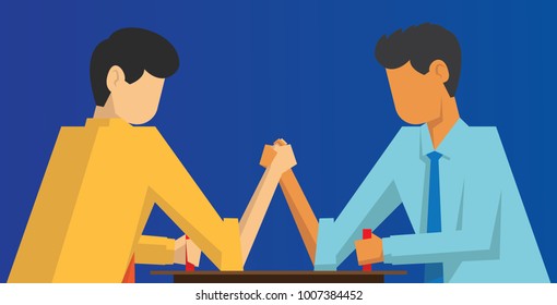 two business man are playing arm wrestling vector illustration