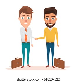 Two business man shaking hands. illustration vector of business concept.