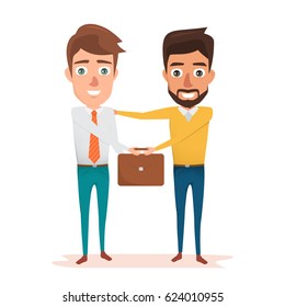 Two business man shaking hands. illustration vector of business concept.