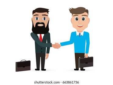 Two business man shaking hands. illustration vector of business concept.