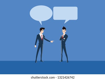 Two business meeting and talking to target. Business vector concept illustration