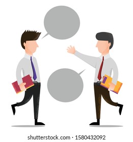 Two business men with bubble are greeting