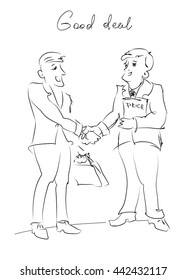 Two business men shaking the hands and making a deal. Partnerships, Deal, Marketing, Wholesale, Logistic concept