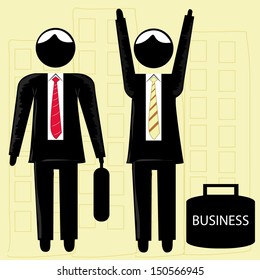 two business men with yellow and red ties
