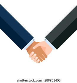 Two business partners agreed a deal and doing handshaking