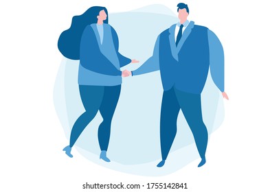 Two business partners shaking hands , Vector illustration for web banner, infographics, mobile. Partnership and agreement, deal completed, 