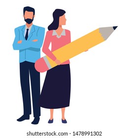 Two business partners working, executive entrepreneur teamwork ,vector illustration graphic design.