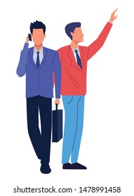 Two business partners working, executive entrepreneur teamwork ,vector illustration graphic design.