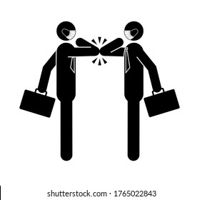 Two Business People Bumping Elbows While Greeting Each Other At Work In Office,  New Greeting To Avoid The Spread Of Coronavirus, Stock Vector, Icon