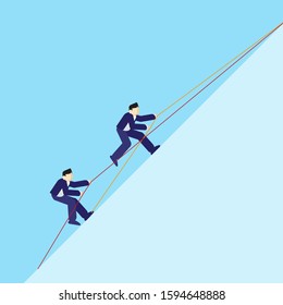 two business people climbing flat vector illustration competition