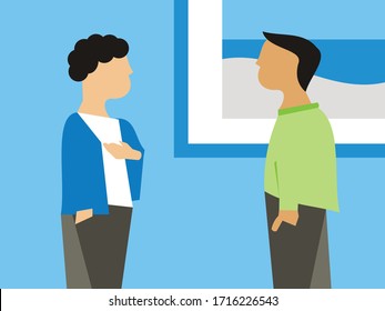 two business people discuss flat design vector - illustration
