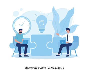 dos empresarios discutiendo problemas de negocios con el concepto de tendencia creativa ilustración plana