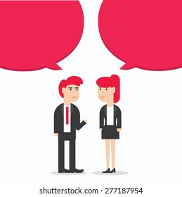 Two business people discussing ,vector, illustration.