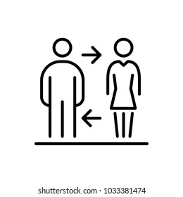 Two business people icon simple line flat illustration.