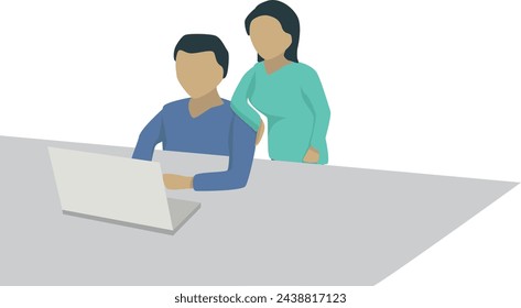 Two business people are looking for a solution to solve a problem teamwork trending concept flat illustration