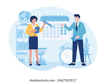 the two business people mangement time for business trending concept  flat illustration