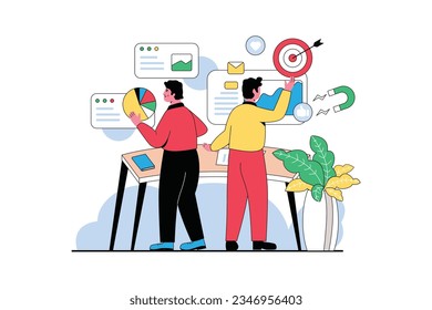 Two business people studying customer attraction