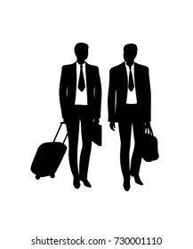 Two business people with a suitcase and a bag.Vector illustration.