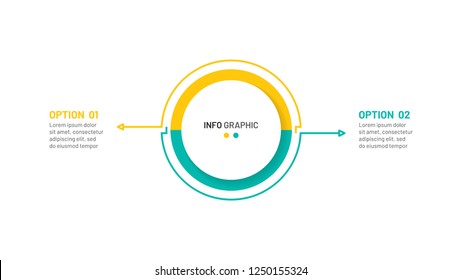 Two business processes step template. Thin line flat infographic design elements with arrow, main idea. Vector eps10 illustration.