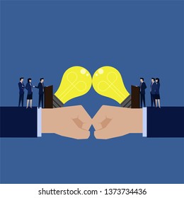 Two business team debating idea choose best idea to get