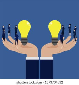 Two business team debating idea choose best idea to get