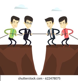 Two Business Teams Pulling Rope On Stock Vector (Royalty Free) 622478075