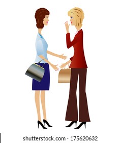 two  business woman speak, vector illustration