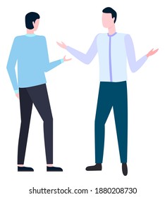 Zwei Geschäftsleute streiten sich, wie man Business Plan zu schreiben. Büroangestellte aus dem Repräsentantenhaus in Weiß diskutieren Geschäftsprobleme, Cartoon Manager Makler Agenten