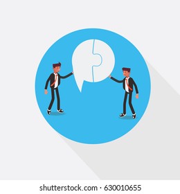 Two Businessman Coming together and communicating