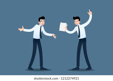 Two businessman consulting each other about to improve their dealing to reach the profit target and make their organization successfully. Vector illustration in business concept design.