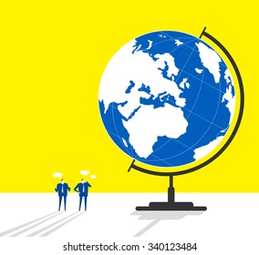 Two businessman discuss and think together for opening up more market
