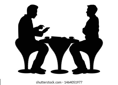 Two businessman are discussing about their business silhouette vector
