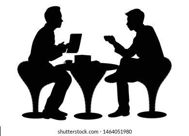 Two businessman are discussing about their business silhouette vector