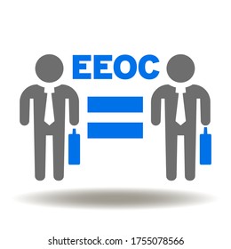 Two businessman equally sign icon vector. EEOC Equal Employment Opportunity Commission Business Logo.