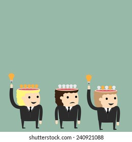 Two Businessman get the idea,One Man No idea