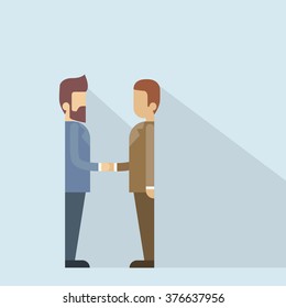 Two Businessman Hand Shake, Business Man Handshake Flat Vector Illustration