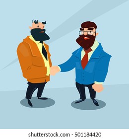 Two Businessman Hand Shake, Business Man Handshake Agreement Concept Flat Vector Illustration