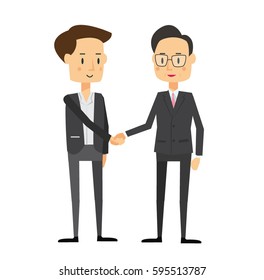 Two  Businessman Hand Shake, Business Man Handshake Agreement  Flat Vector 