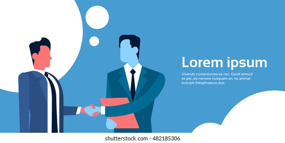 Two Businessman Hand Shake, Concept Flat Vector Illustration
