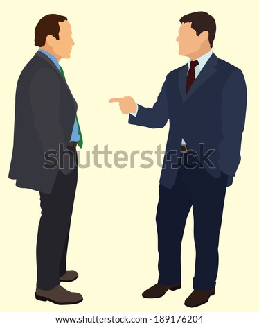 Two Businessman Having a Conversation with  one Pointing at the Other