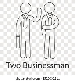 Two businessman icon on transparency background. Business creative idea design. Line vector illustration use for your project.