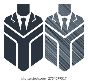 Two businessman icons, one solid and one textured, representing business and career.