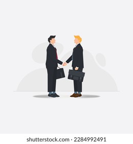 Two businessman are shake hands. Deal of business, partnership cooperation in business vector illustration