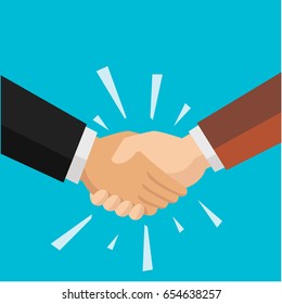 Two businessman shaking hand for agreement vector flat style
