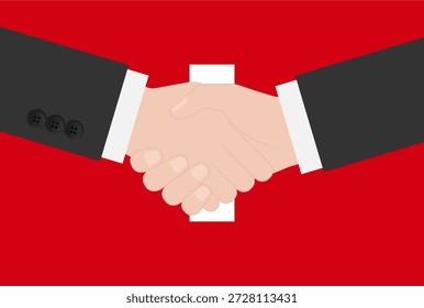 Zwei Geschäftsmann schüttelt Hand vor der Flagge der Schweiz. Vektorgrafik.